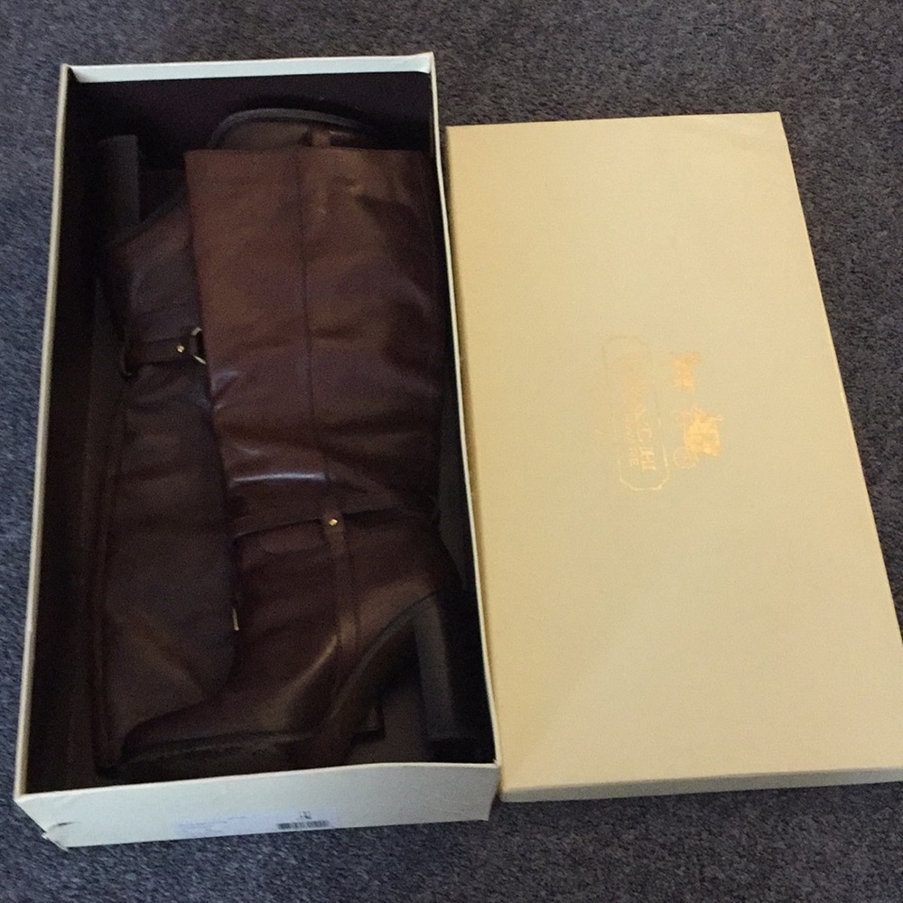 chestnut brown knee high boots